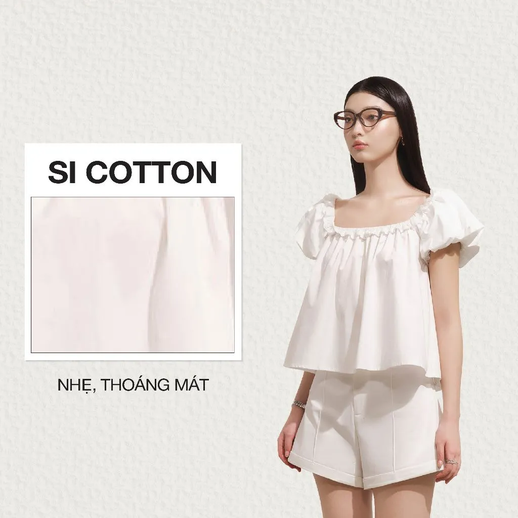 Ảnh DOTTIE - Áo tay phồng phối đăng ten - Trắng - T1070 1