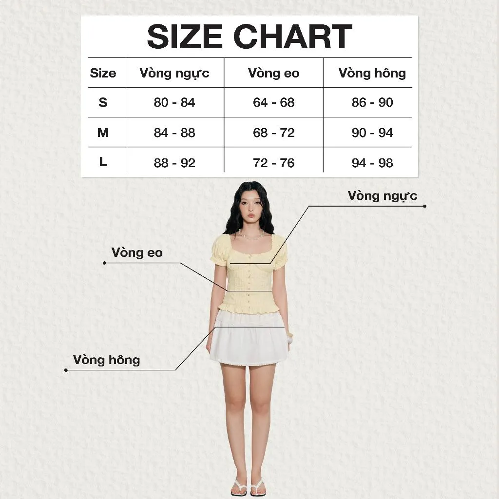 Ảnh DOTTIE - Chân váy ngắn phối vải - Trắng - S0277 2