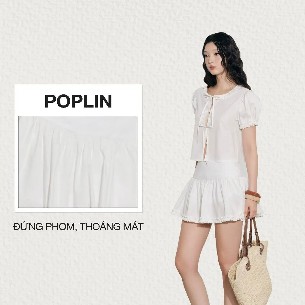 Ảnh DOTTIE - Chân váy xòe rút bèo - Trắng - S0268 1