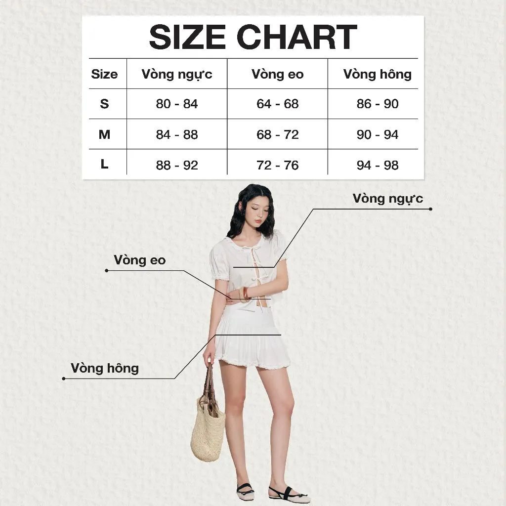 Ảnh DOTTIE - Chân váy xòe rút bèo - Trắng - S0268 2
