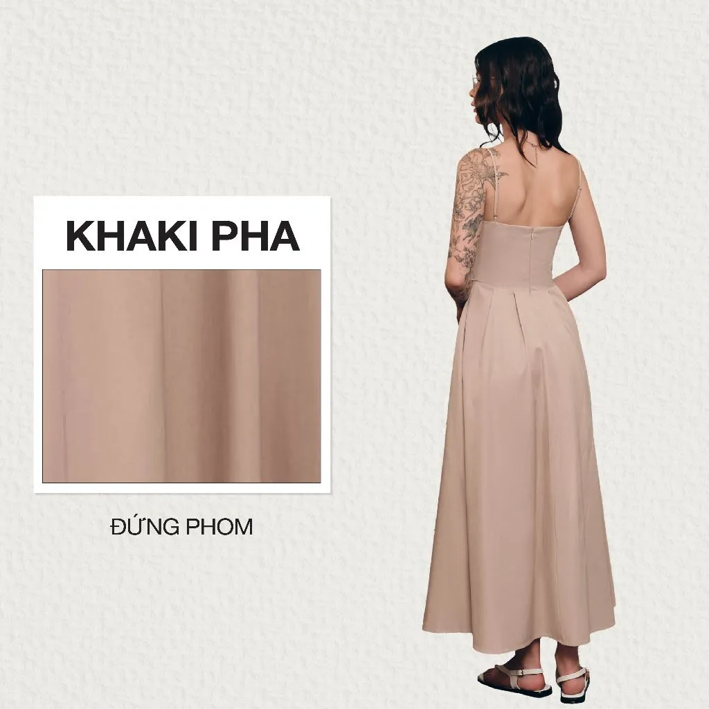 Ảnh DOTTIE - Đầm midi xoắn ngực - Beige - D0701 1
