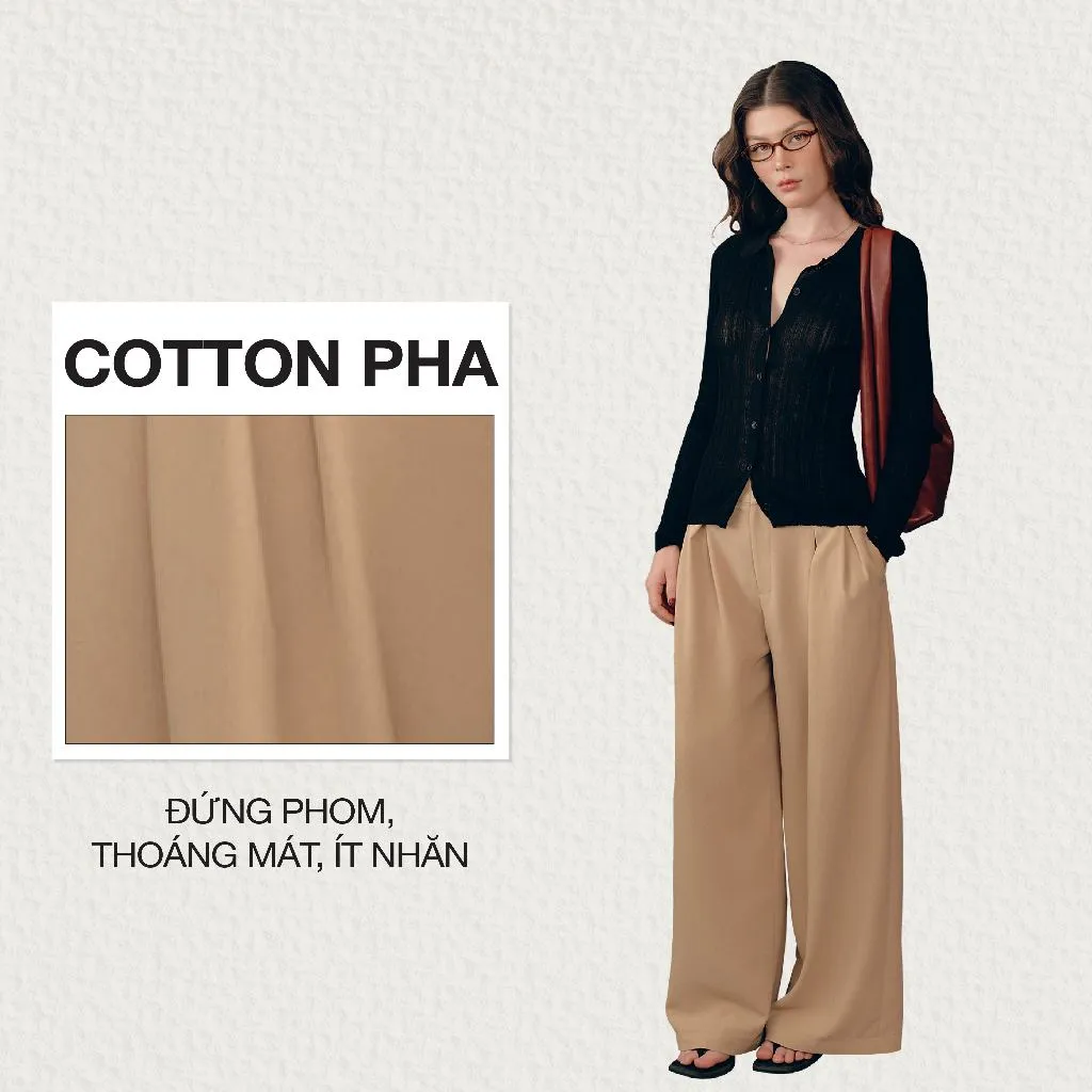 Ảnh DOTTIE - Quần dài chiết ly ống rộng - Nâu - Q0390 1