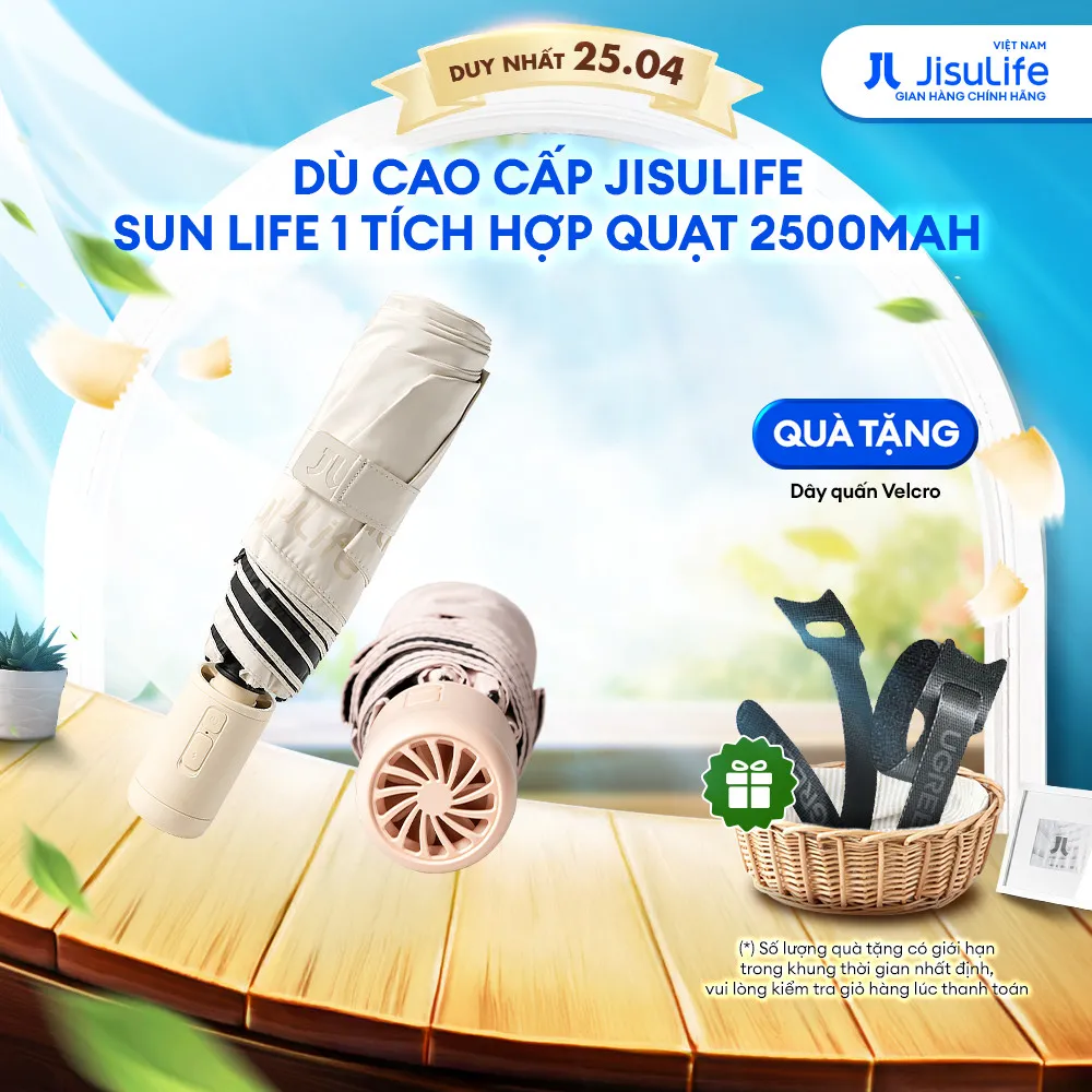 Ảnh Dù Cao Cấp Tích Hợp Quạt JISULIFE Sun Life1 2500mAh Sử Dụng 4-8H - Vải Chống Tia Cực Tím | Bảo Hành Chính Hãng 12 Tháng 1