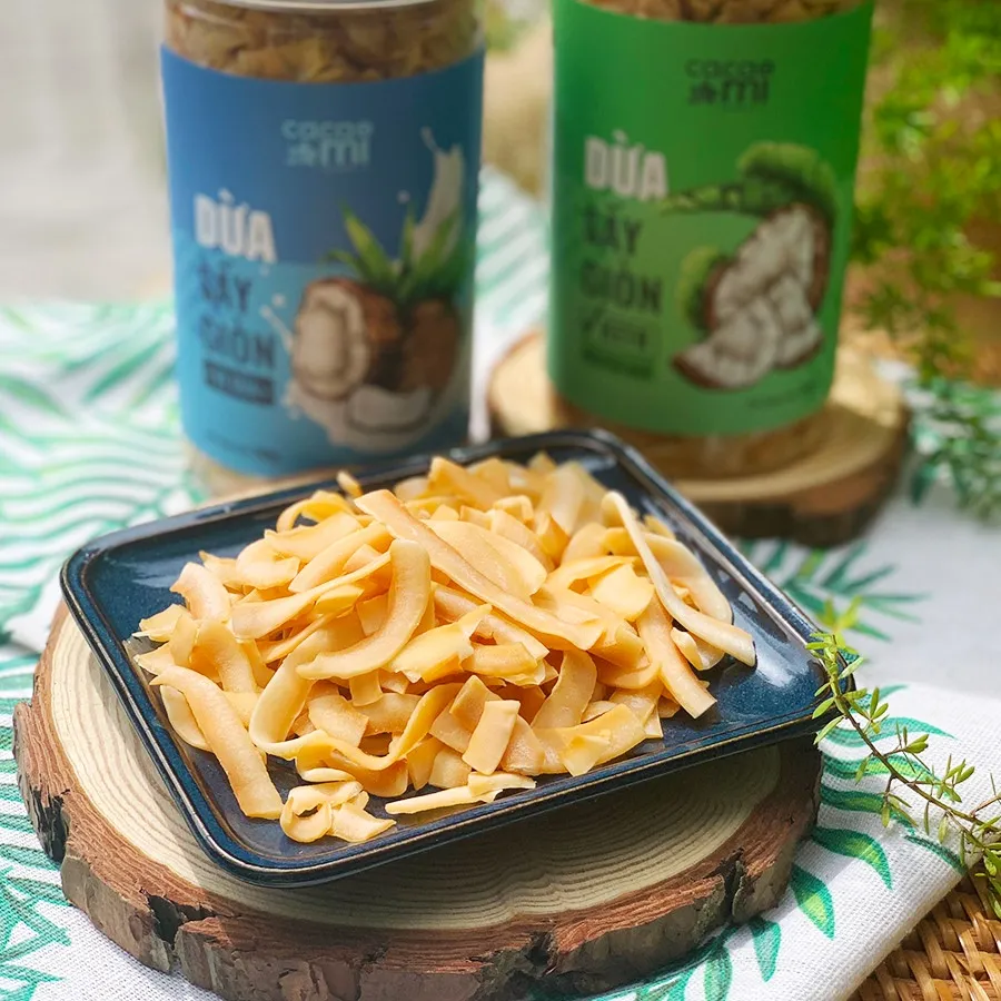 Ảnh Dừa sấy giòn cao cấp CACAOMI ăn vặt healthy, Eat Clean, đặc sản Việt Nam làm quà biếu tặng 200g 4