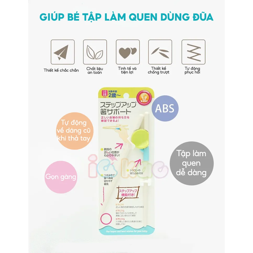 Ảnh Đũa Tập Ăn Cho Bé IQ Kao Tập Cầm Đũa Chuẩn Nhật, Nhựa An Toàn, Chịu Nhiệt Tốt, Chống Trượt, Dành Cho Trẻ Từ 2 Tuổi 1