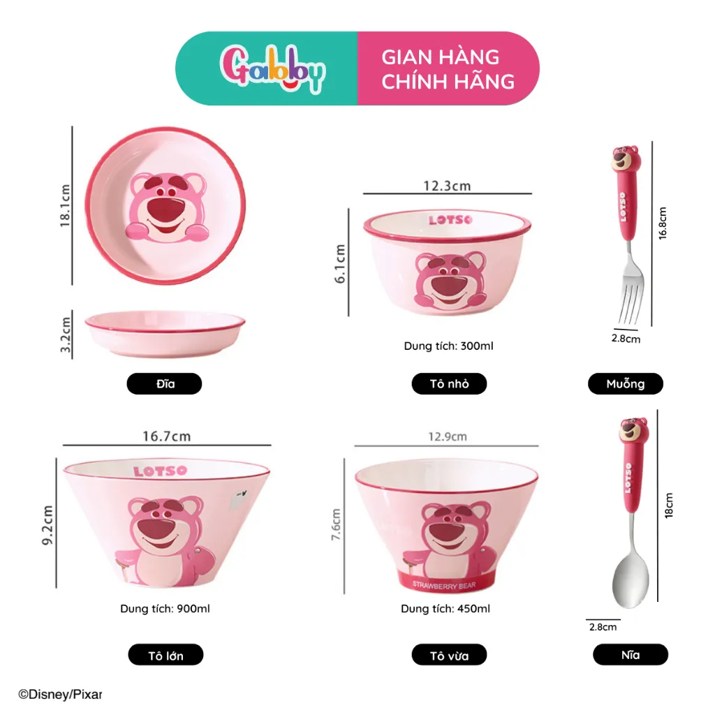 Ảnh Dụng Cụ Ăn Dặm Gabby Hình Losto Đĩa, Dĩa, Bát, Muỗng, Nĩa Chất Liệu Sứ Cao Cấp Cho Bé 3