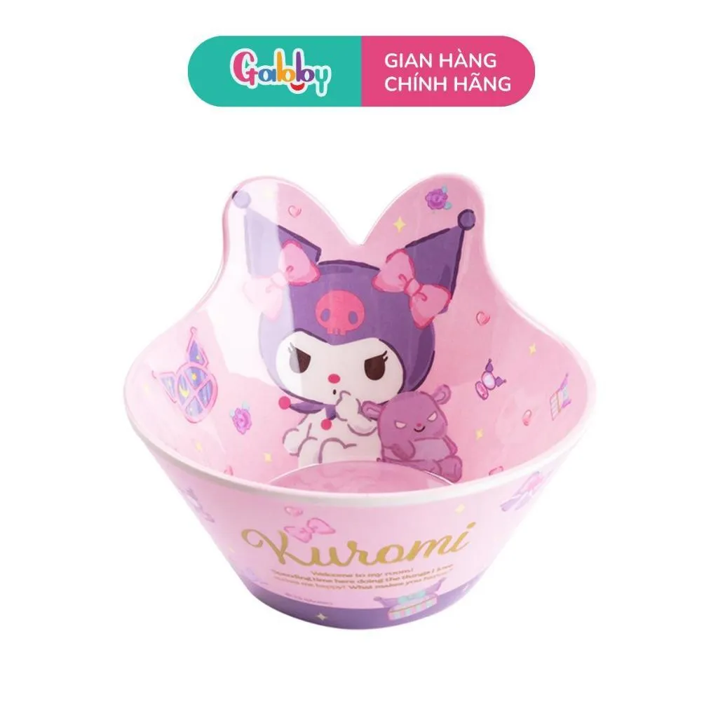Ảnh Dụng Cụ Ăn Dặm Hình Nhân Vật Hoạt Hình Kuromi Tô, Cốc, Khay Cho Bé Chất Liệu Nhựa Melamine Cao Cấp 3