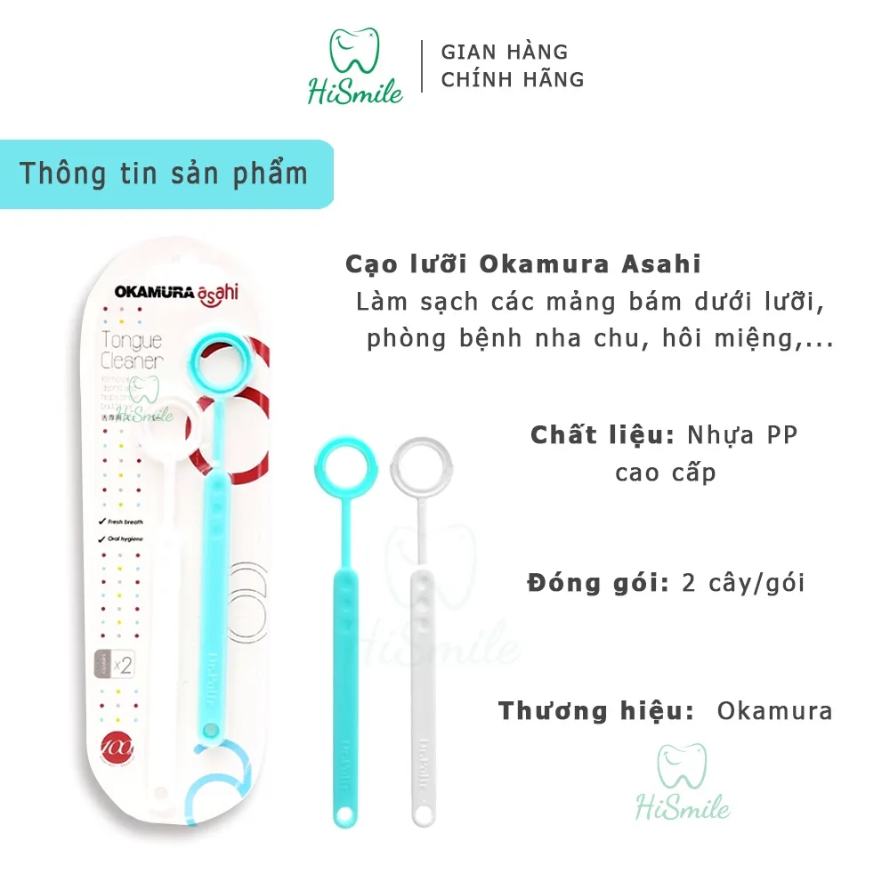 Ảnh Dụng cụ cạo lưỡi Asahi vỉ 2 cây hàng chính hãng Okamura 1