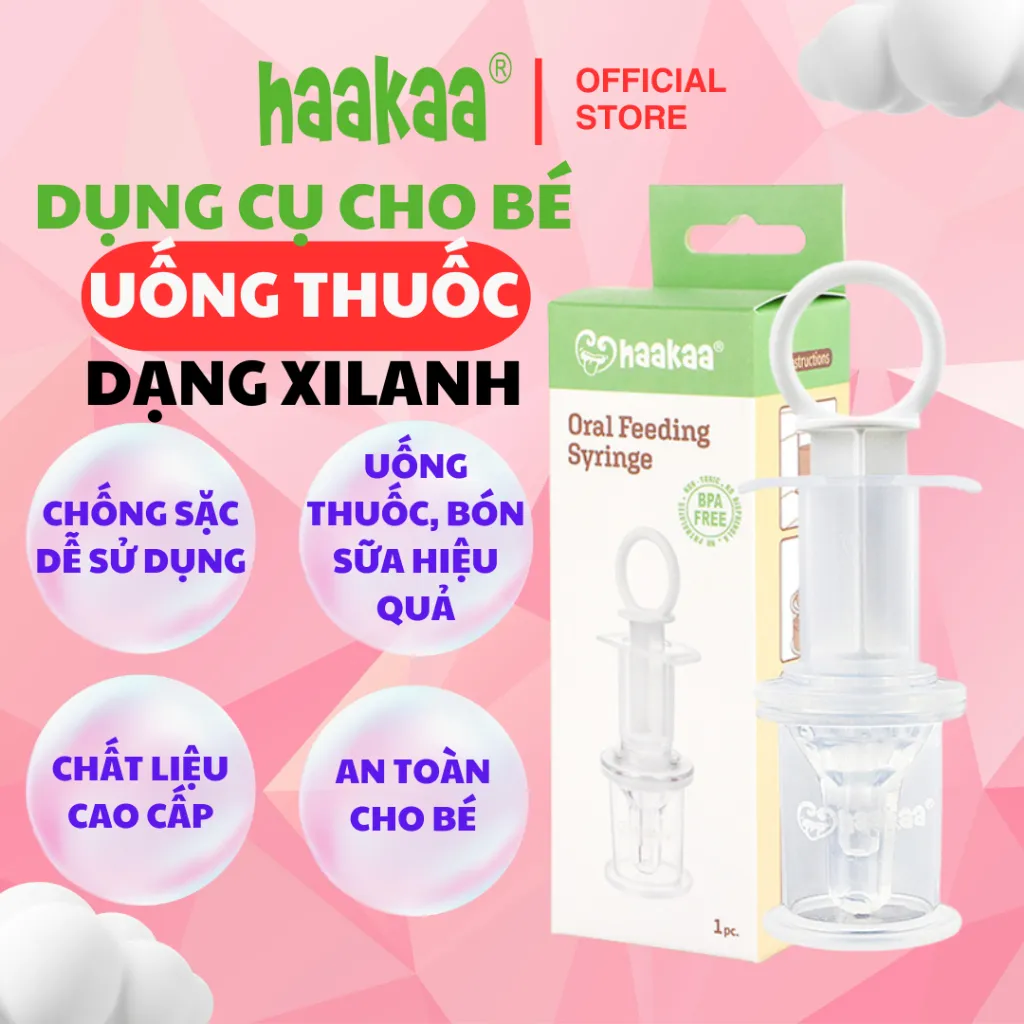 Ảnh Dụng Cụ Cho Bé Uống Thuốc Ăn Sữa Cao Cấp Haakaa, New Zealand. 100% silicone cấp y tế, dạng xilanh 1