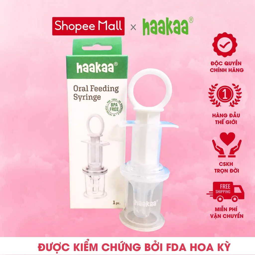 Ảnh Dụng Cụ Cho Bé Uống Thuốc Ăn Sữa Cao Cấp Haakaa, New Zealand. 100% silicone cấp y tế, dạng xilanh 2