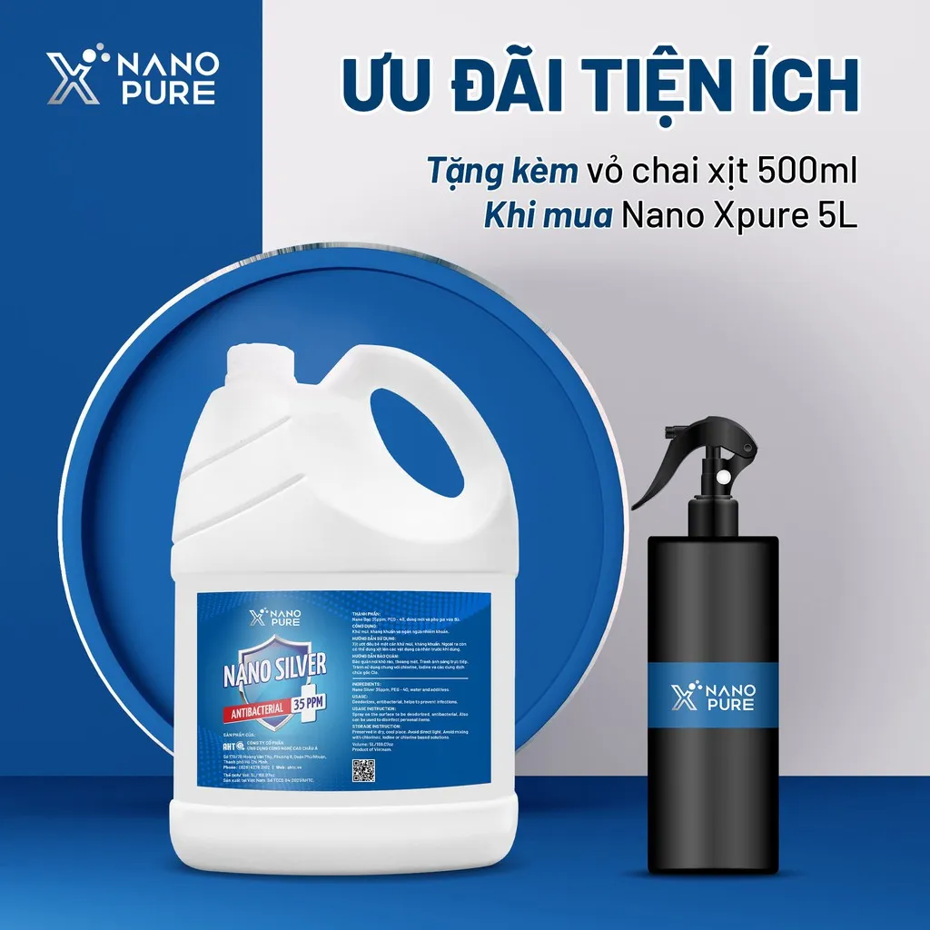 Ảnh Dung dịch nano bạc Nano Xpure - khử mùi kháng khuẩn, vệ sinh làm sạch 5L 3