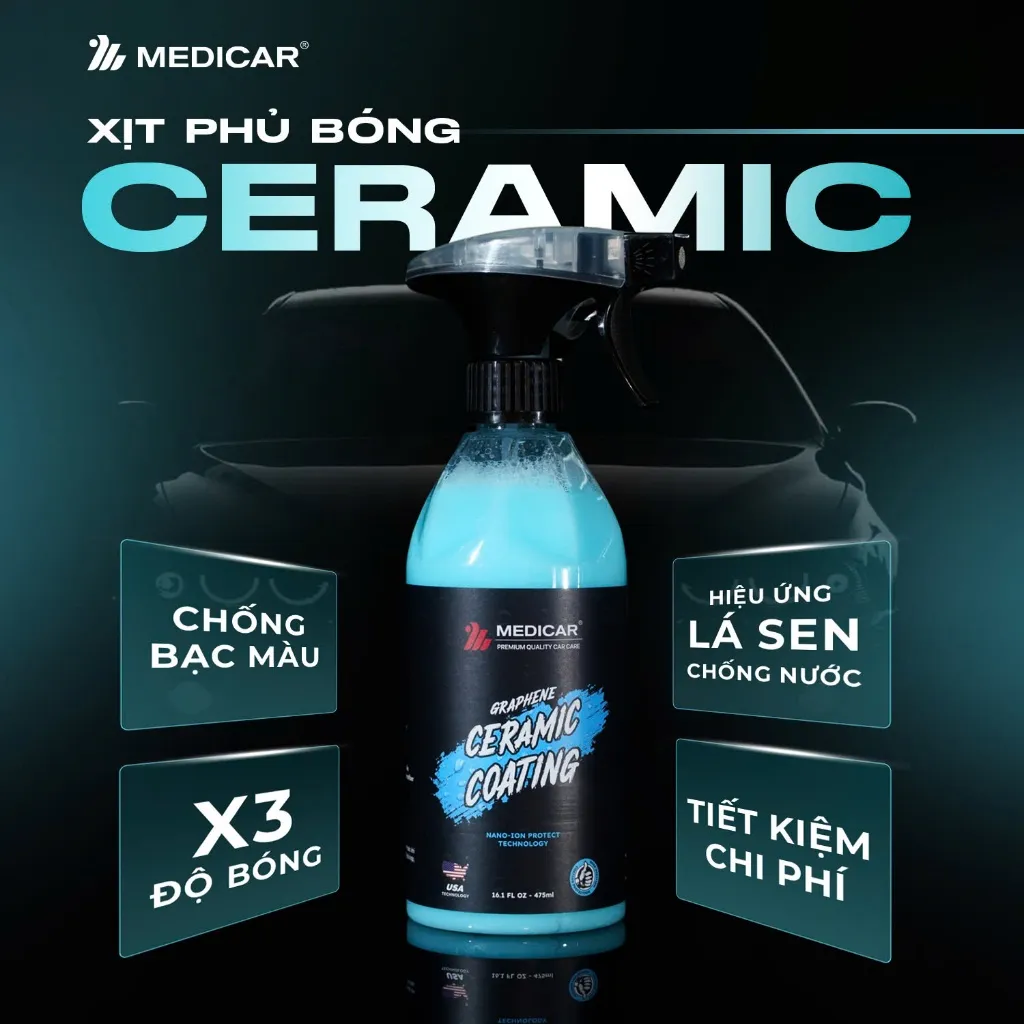 Ảnh Dung dịch phủ bóng Ceramic Medicar – Bóng đẹp như mới, chống tia UV vượt trội 1