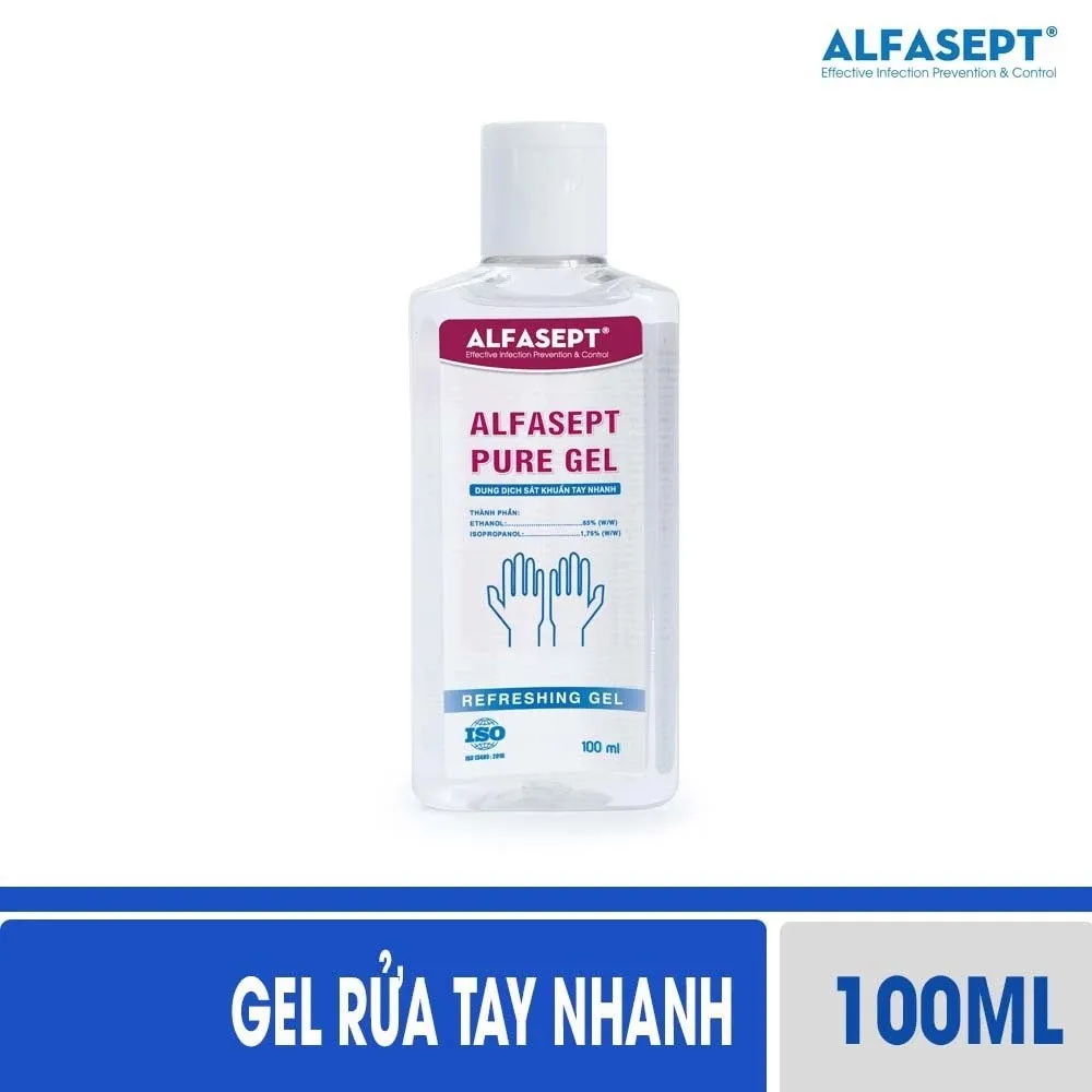 Ảnh Dung Dịch Rửa Tay Khô ALFASEPT Pure Gel Phù Hợp Cho Da Nhạy Cảm, Giúp Diệt Khuẩn, Tăng Cường Dưỡng Ẩm Lọ 100ml 2
