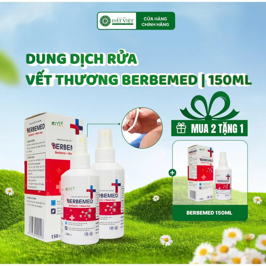 Ảnh Dung dịch sát khuẩn vết thương nano bạc Berbemed 150ml - Xịt kháng khuẩn, sát trùng vết thương 1