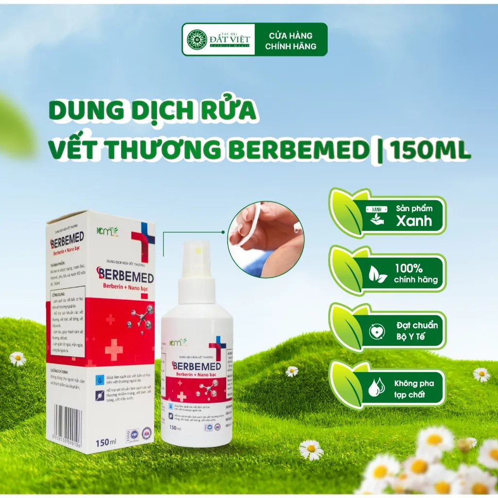 Ảnh Dung dịch sát khuẩn vết thương nano bạc Berbemed 150ml - Xịt kháng khuẩn, sát trùng vết thương 2