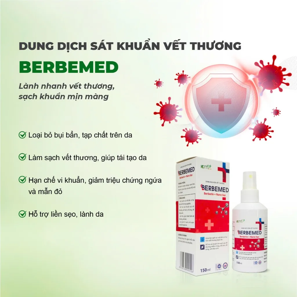 Ảnh Dung dịch sát khuẩn vết thương nano bạc Berbemed 150ml - Xịt kháng khuẩn, sát trùng vết thương 3