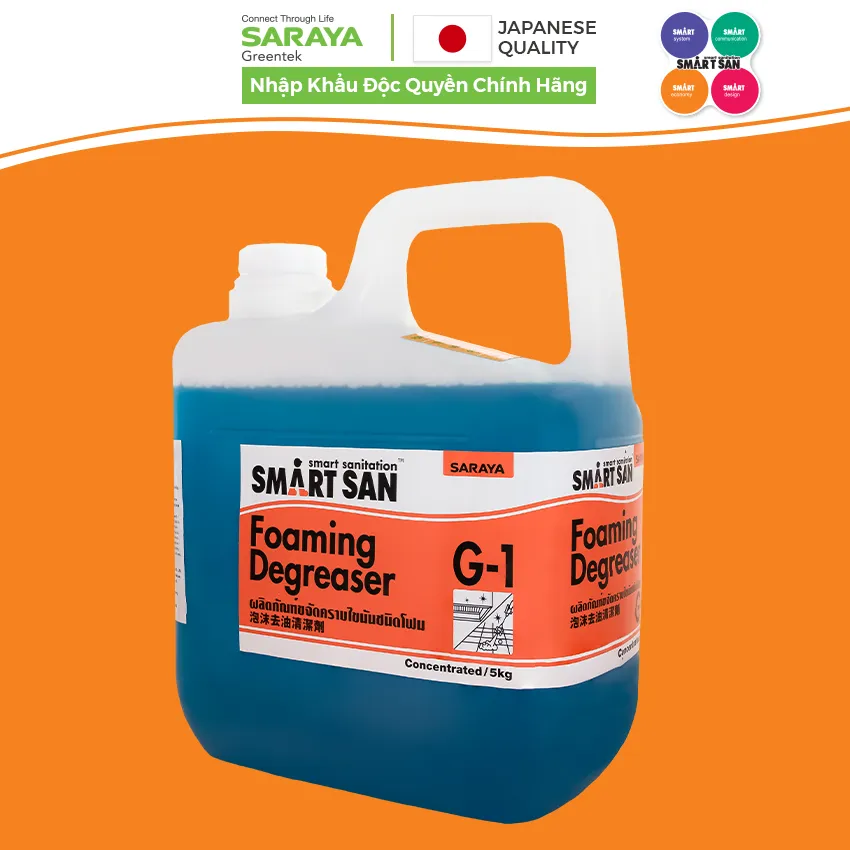 Ảnh Dung dịch tẩy rửa dầu mỡ Saraya Smart San Foaming Degreaser G-1 - Can 5Kg 3