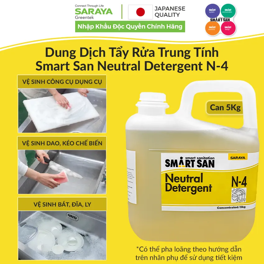 Ảnh Dung Dịch Tẩy Rửa Trung Tính Saraya Smart San Neutral Detergent N-4 - Can 5 Kg 1