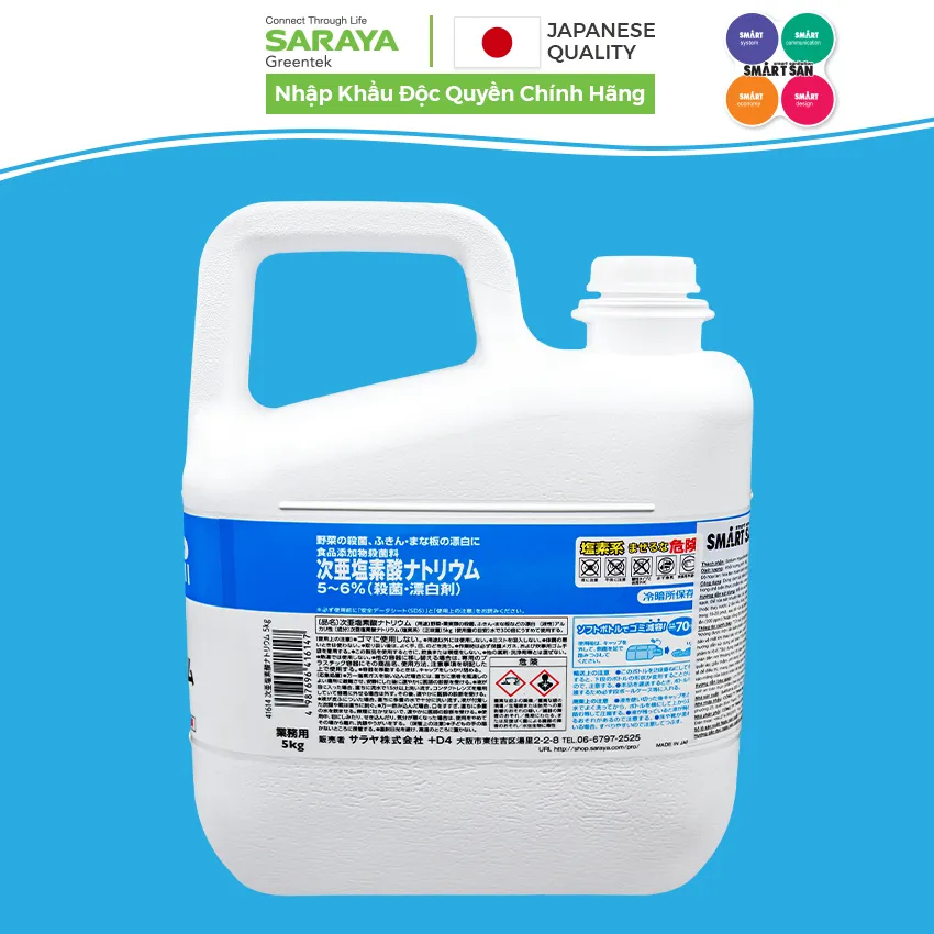 Ảnh Dung Dịch Tẩy Trắng Và Sát Khuẩn Gốc Chlorine Saraya Smart San Clean.Pro B-1 - Can 5Kg 4