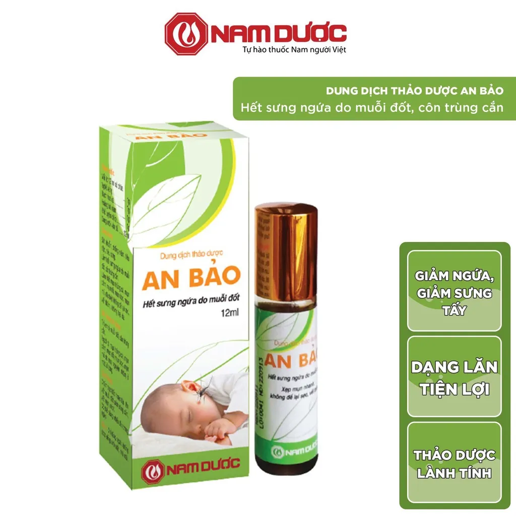 Ảnh Dung dịch thảo dược An Bảo Nam Dược chai 12ml hỗ trợ giảm sưng ngứa do muỗi đốt, côn trùng cắn cho bé, trẻ sơ sinh 1