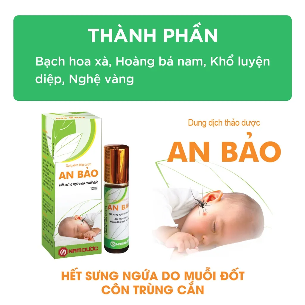 Ảnh Dung dịch thảo dược An Bảo Nam Dược chai 12ml hỗ trợ giảm sưng ngứa do muỗi đốt, côn trùng cắn cho bé, trẻ sơ sinh 3