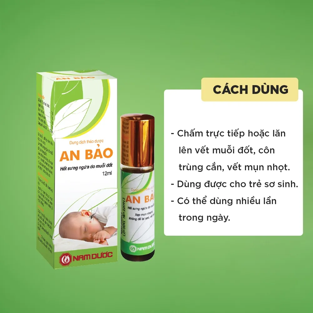 Ảnh Dung dịch thảo dược An Bảo Nam Dược chai 12ml hỗ trợ giảm sưng ngứa do muỗi đốt, côn trùng cắn cho bé, trẻ sơ sinh 4