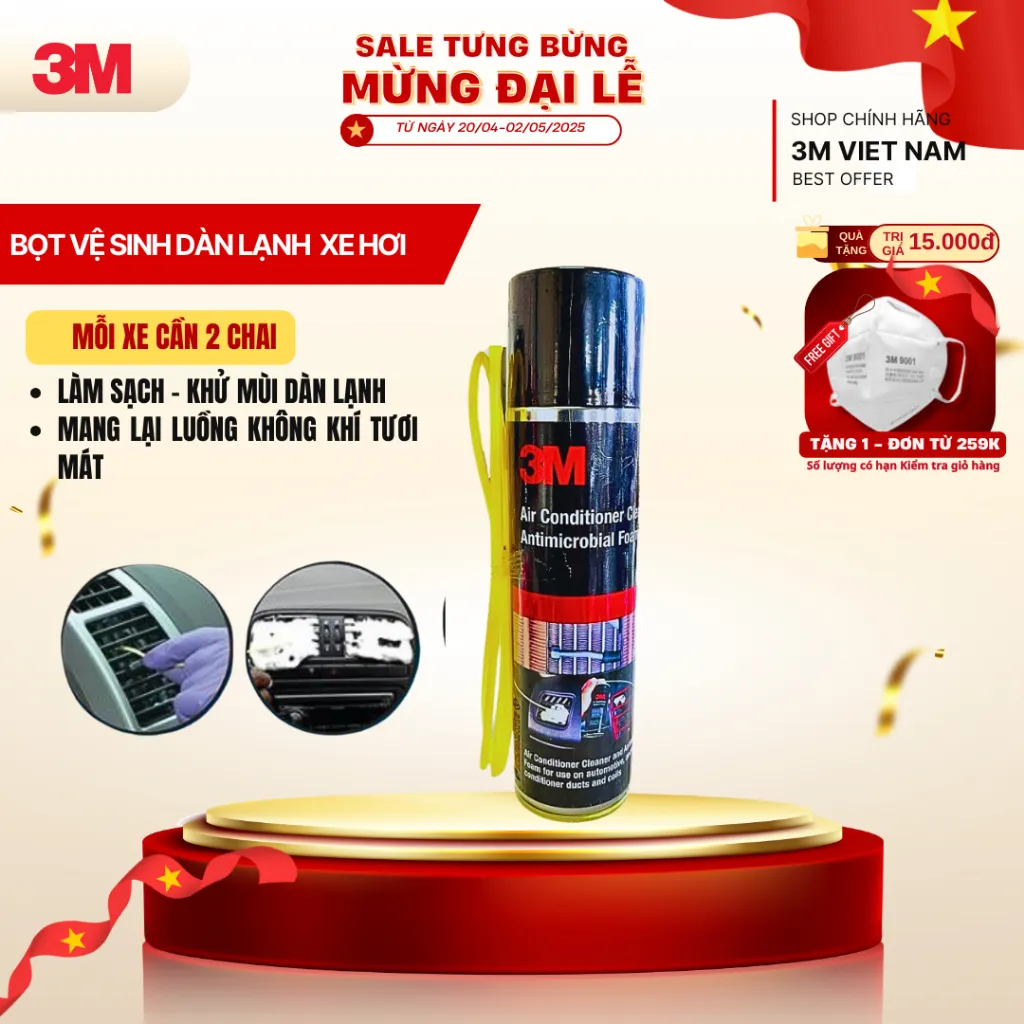 Ảnh Dung Dịch Vệ Sinh Dàn Lạnh Ô Tô 3M™ Air Conditioner Cleaner Foam 250ml 1