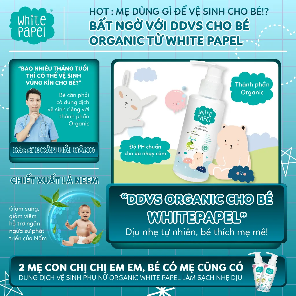 Ảnh Dung dịch vệ sinh hữu cơ tự nhiên Organic làm sạch nhẹ dịu cho bé White Papel 120ml 3
