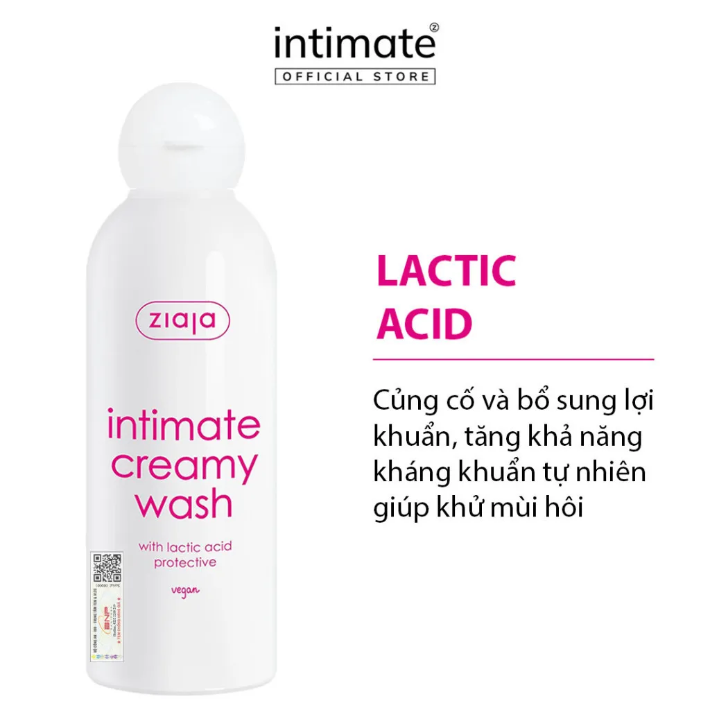 Ảnh Dung Dịch Vệ Sinh Intimate With Lactic Acid ZIAJA Giúp Khử Mùi Hôi, Củng Cố Lợi Khuẩn, Cân Bằng pH 200ml 1