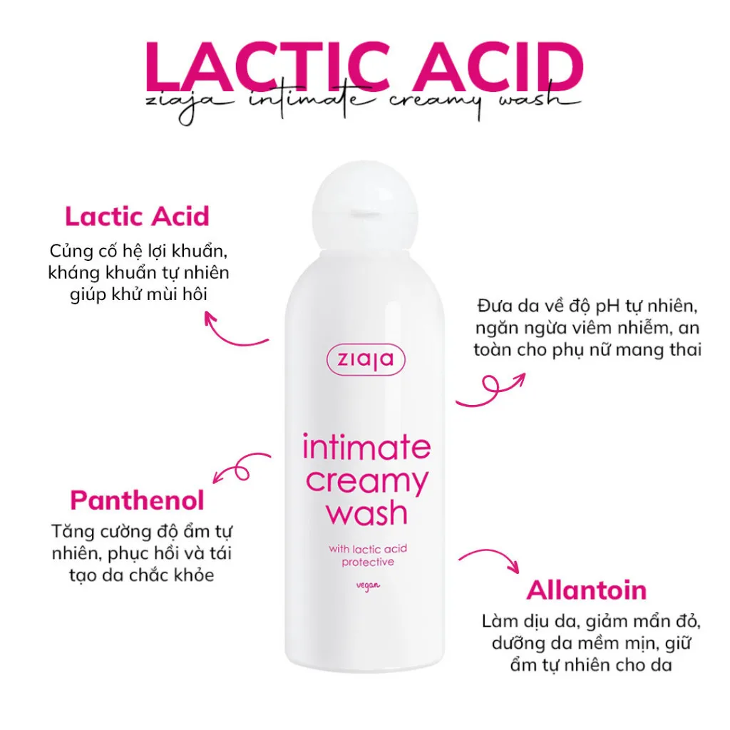 Ảnh Dung Dịch Vệ Sinh Intimate With Lactic Acid ZIAJA Giúp Khử Mùi Hôi, Củng Cố Lợi Khuẩn, Cân Bằng pH 200ml 3