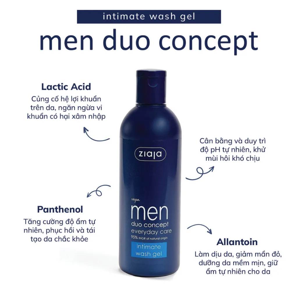 Ảnh Dung Dịch Vệ Sinh Intimate Cho Nam Men Duo Concept Everyday Care ZIAJA Giúp Dưỡng Ẩm, Giảm Mùi Hôi 300ml 3