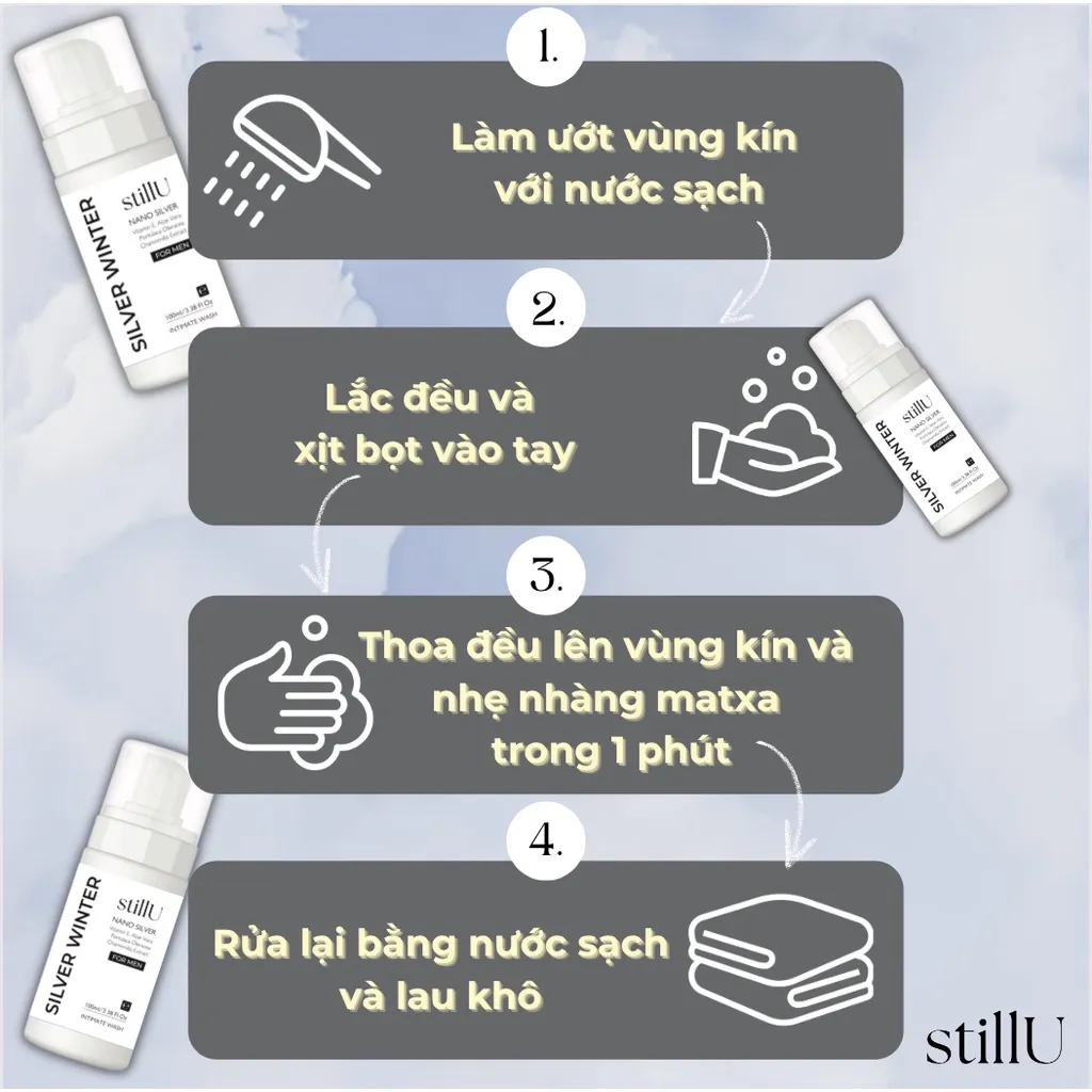 Ảnh Dung Dịch Vệ Sinh Nam Giới Tạo Bọt stillU Silver Winter 100ml Mùi Nước Hoa Mát Mẻ Khử Mùi Sạch Khuẩn 4