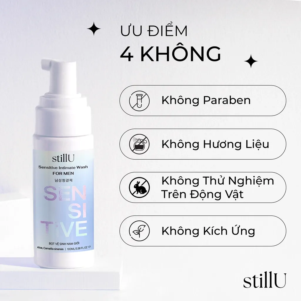 Ảnh Dung Dịch Vệ Sinh Nam Giới Tạo Bọt stillU Sensitive Men 100ml Dịu Nhẹ Khử Mùi Ngừa Viêm Ngứa 2