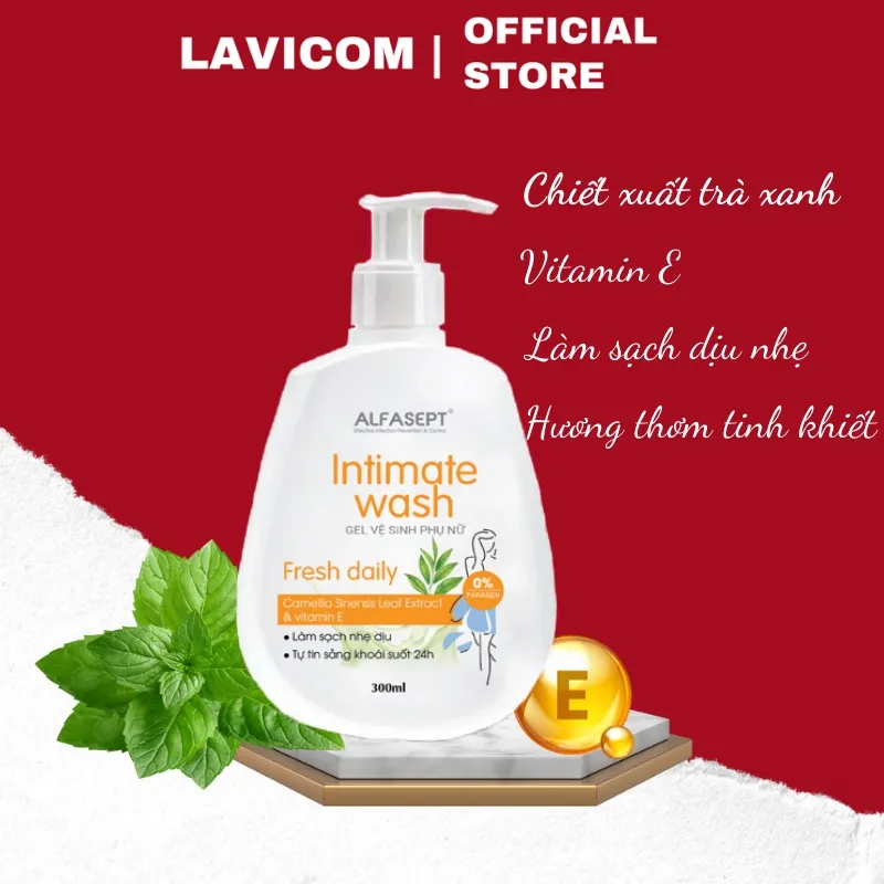 Ảnh Dung dịch vệ sinh nữ ALFASEPT Intimate wash 300ml - Fresh Daily Chiết xuất trà xanh, dịu nhẹ tươi mát 1