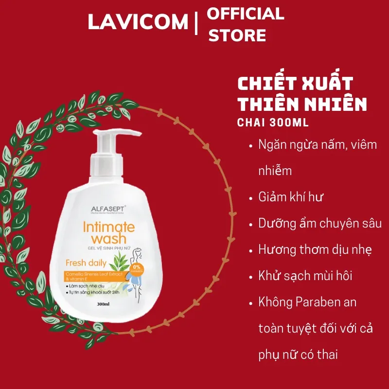 Ảnh Dung dịch vệ sinh nữ ALFASEPT Intimate wash 300ml - Fresh Daily Chiết xuất trà xanh, dịu nhẹ tươi mát 2