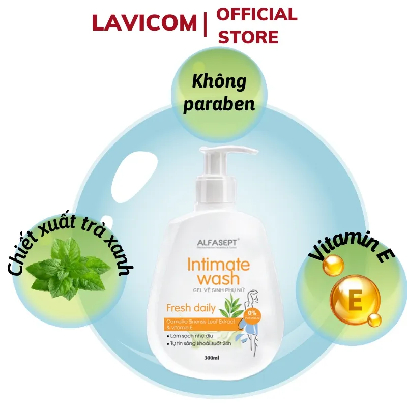 Ảnh Dung dịch vệ sinh nữ ALFASEPT Intimate wash 300ml - Fresh Daily Chiết xuất trà xanh, dịu nhẹ tươi mát 4