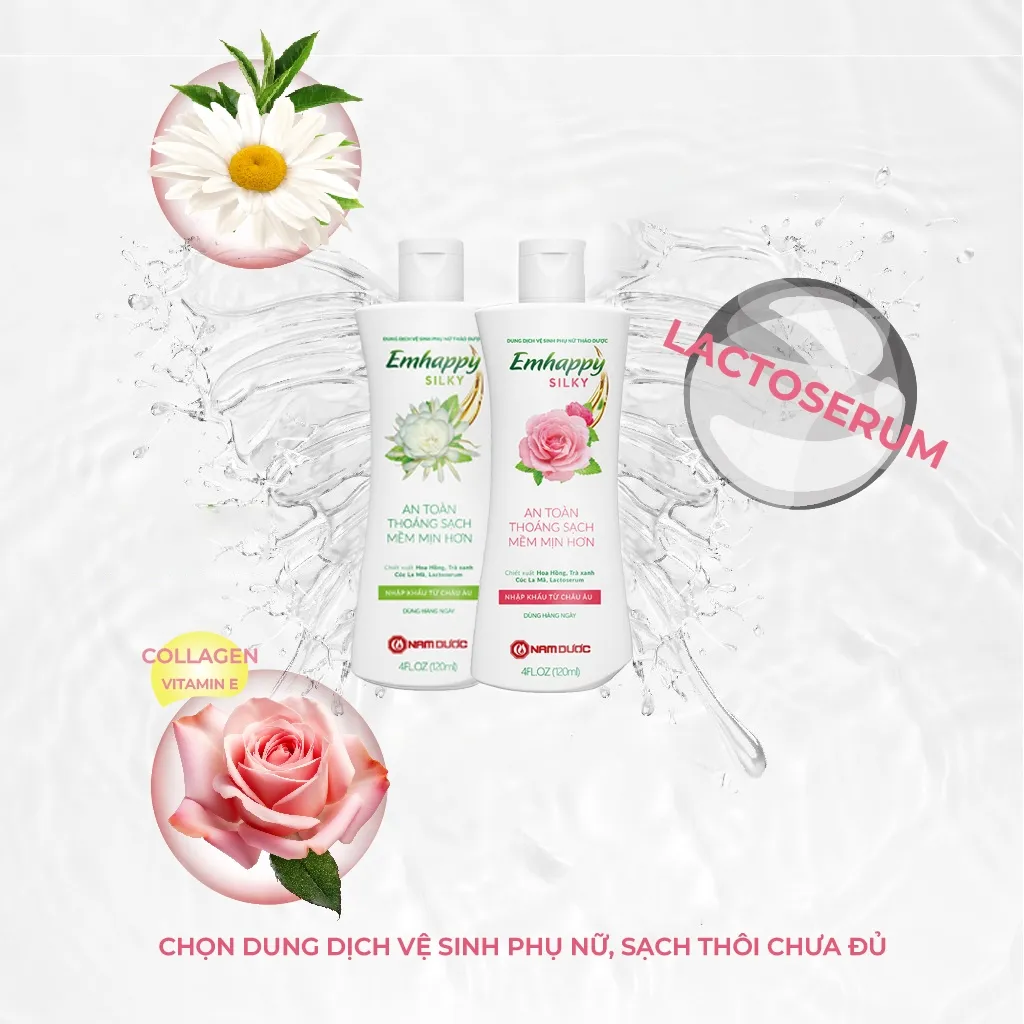 Ảnh Dung dịch vệ sinh phụ nữ Emhappy Silky Nam Dược hương hoa hồng chai 120ml 4