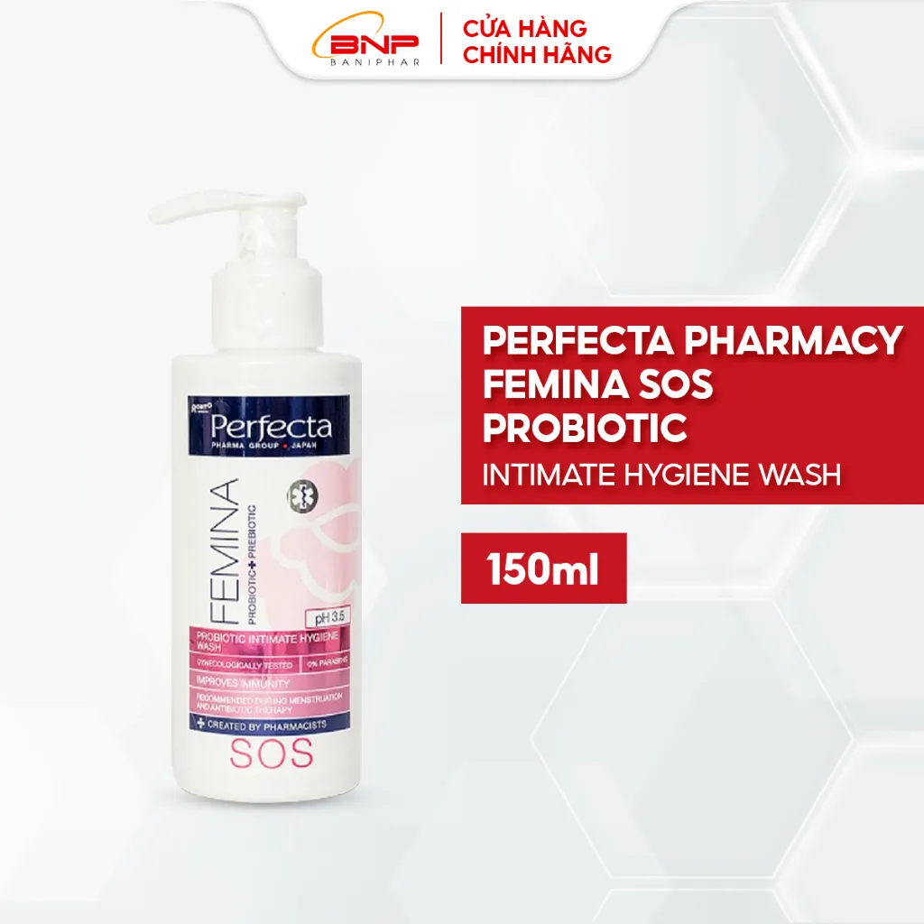 Ảnh Dung dịch vệ sinh phụ nữ Perfecta Pharmacy Femina SOS Probiotic Intimate Hygiene Wash làm giảm kích ứng, mẩn đỏ 150ml 1