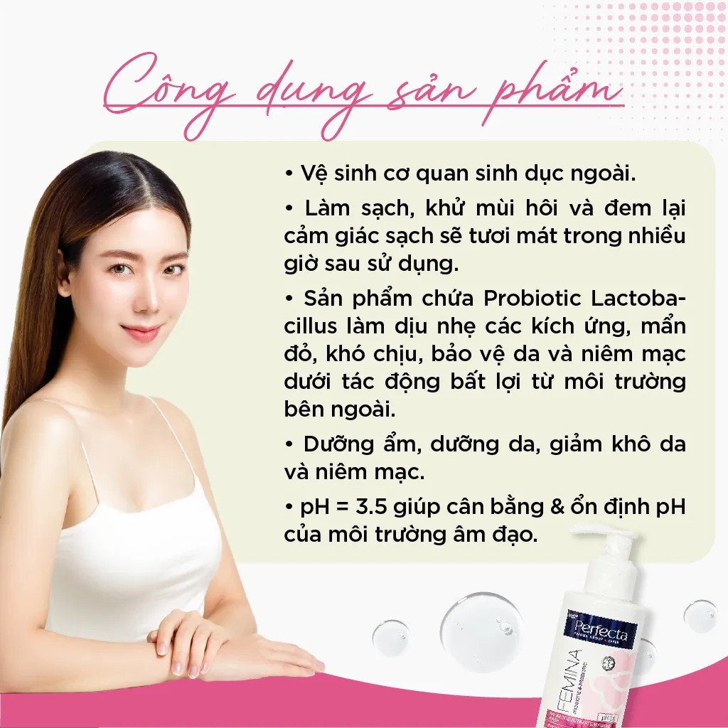 Ảnh Dung dịch vệ sinh phụ nữ Perfecta Pharmacy Femina SOS Probiotic Intimate Hygiene Wash làm giảm kích ứng, mẩn đỏ 150ml 3