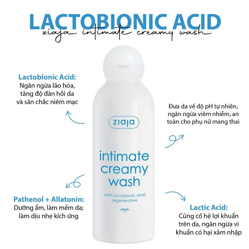 Ảnh Dung Dịch Vệ Sinh Phụ Nữ Intimate With Lactobionic Acid ZIAJA Giúp Khử Mùi, Tăng Đàn Hồi Cho Da 200ml 4