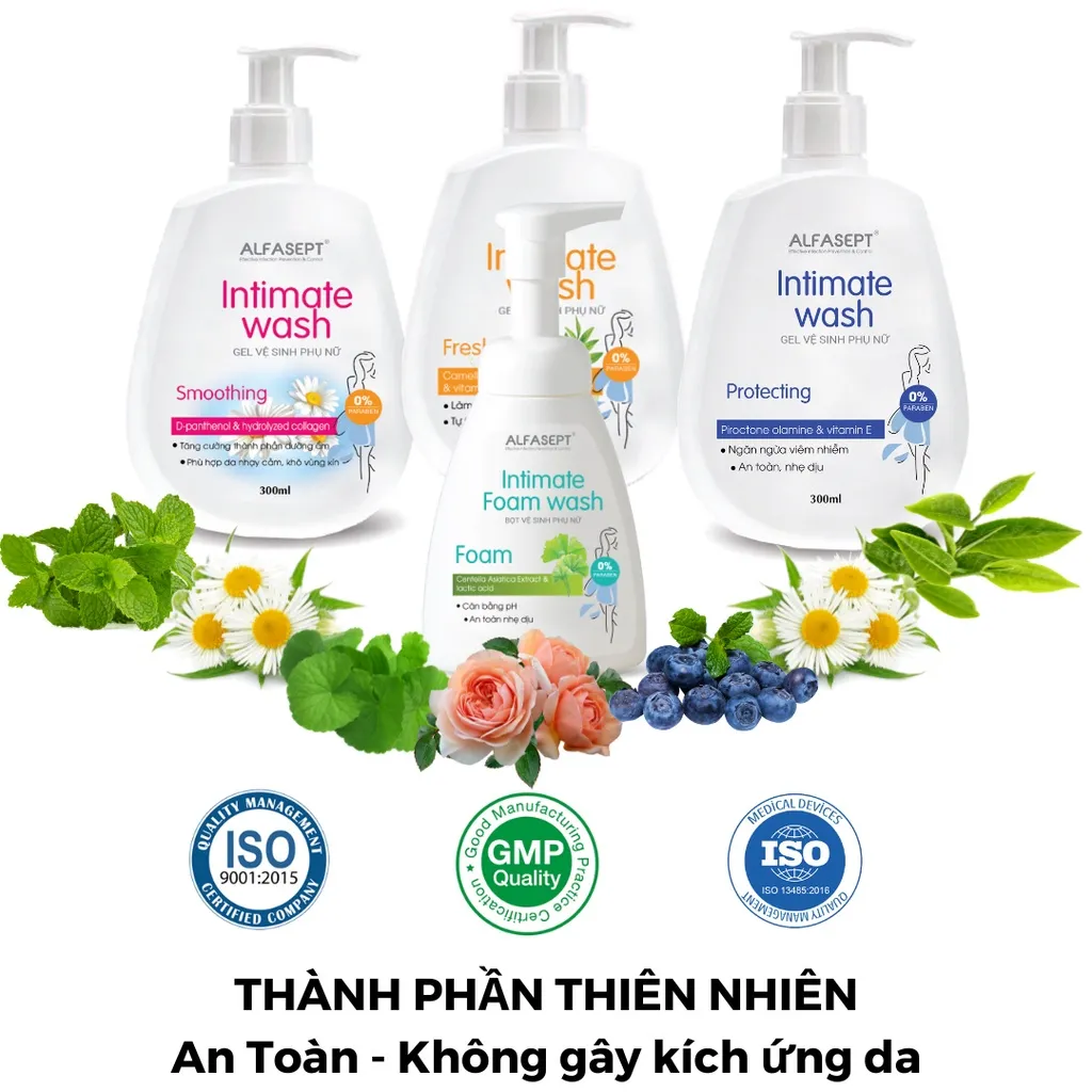 Ảnh Dung dịch vệ sinh phụ nữ ALFASEPT INTIMATE WASH Protecting 300ml - Chiết xuất vitamin E ngăn nấm dưỡng ẩm trẻ hóa làn da 4