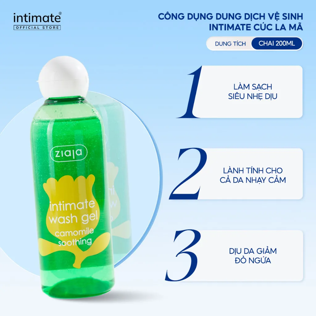 Ảnh Dung Dịch Vệ Sinh Phụ Nữ Intimate Cúc La Mã ZIAJA Dịu Nhẹ Giúp Làm Sạch Và Khử Mùi Hôi 200ml 2