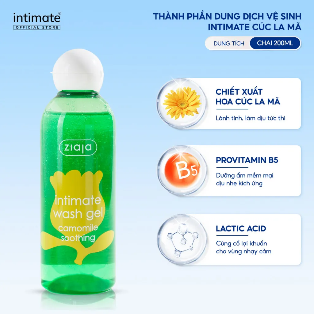 Ảnh Dung Dịch Vệ Sinh Phụ Nữ Intimate Cúc La Mã ZIAJA Dịu Nhẹ Giúp Làm Sạch Và Khử Mùi Hôi 200ml 3