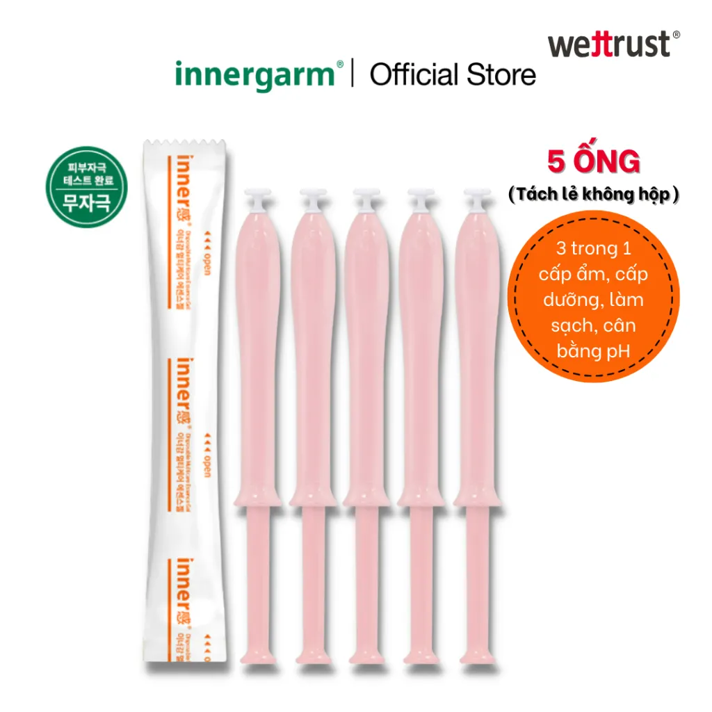Ảnh Dung dịch vệ sinh phụ nữ Innergam Vegan Moisture Feminine Foam Wash & 5 ống Innergarm Multicare Essence Gel (Cam) 1