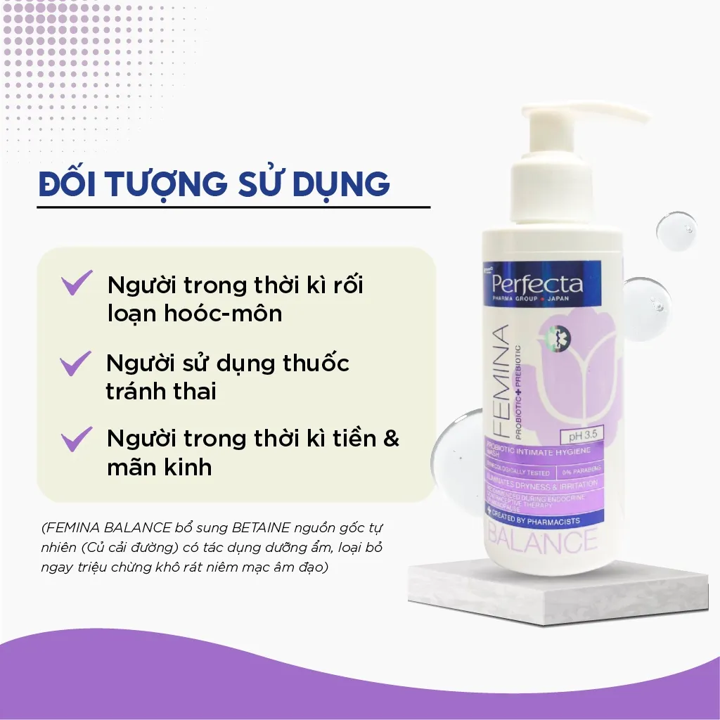 Ảnh Dung dịch vệ sinh phụ nữ Perfecta Pharmacy Femina Balance Probiotic Intimate Hygiene Wash 150ml 3