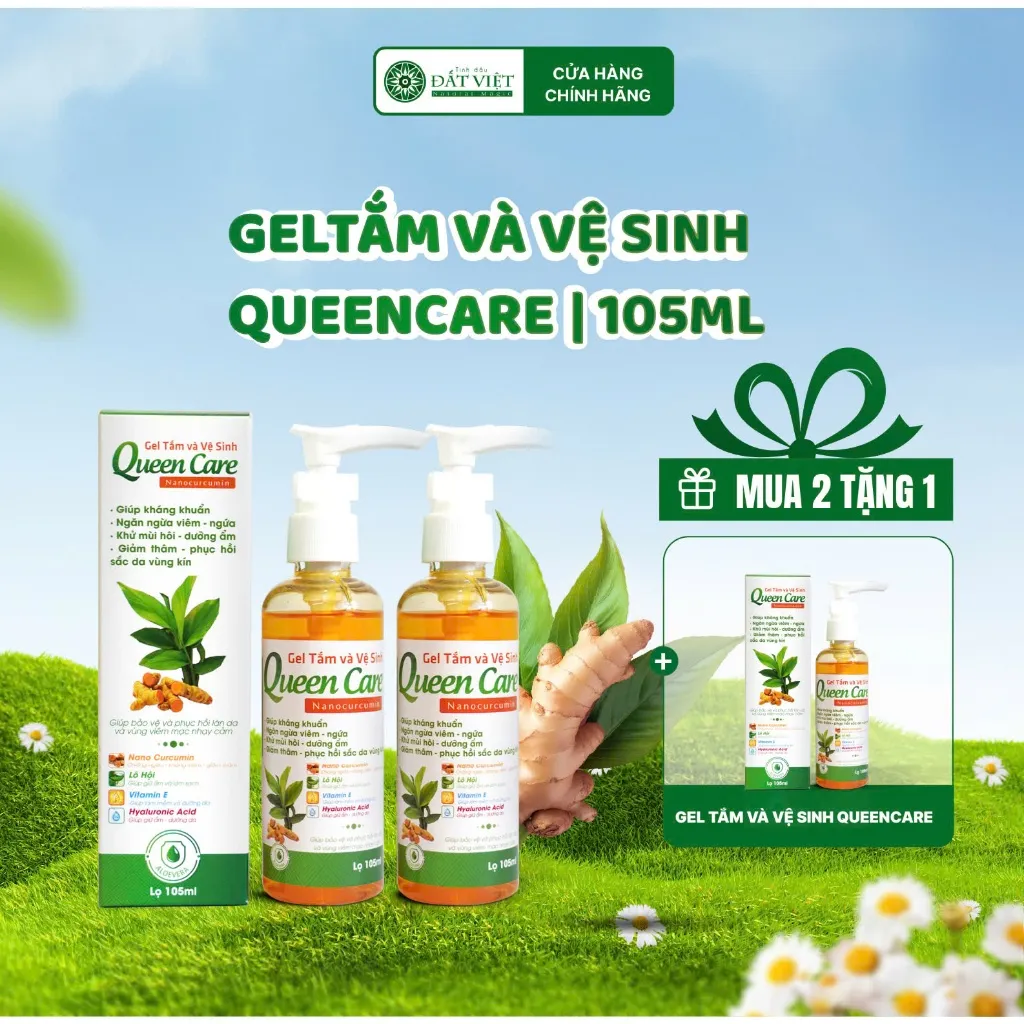 Ảnh Dung dịch vệ sinh phụ nữ gel nano nghệ tươi Queen Care dung tích 105ml - Giảm nấm ngứa, mùi hôi 1