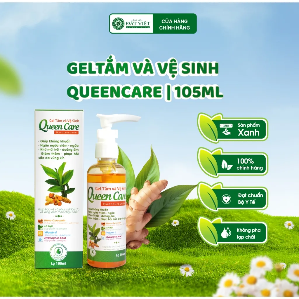 Ảnh Dung dịch vệ sinh phụ nữ gel nano nghệ tươi Queen Care dung tích 105ml - Giảm nấm ngứa, mùi hôi 2