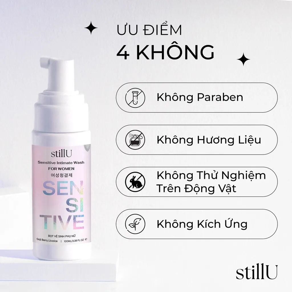 Ảnh Dung Dịch Vệ Sinh Phụ Nữ Tạo Bọt stillU Sensitive Women 100ml Dịu Nhẹ Dưỡng Ẩm Ngừa Viêm Ngứa 2