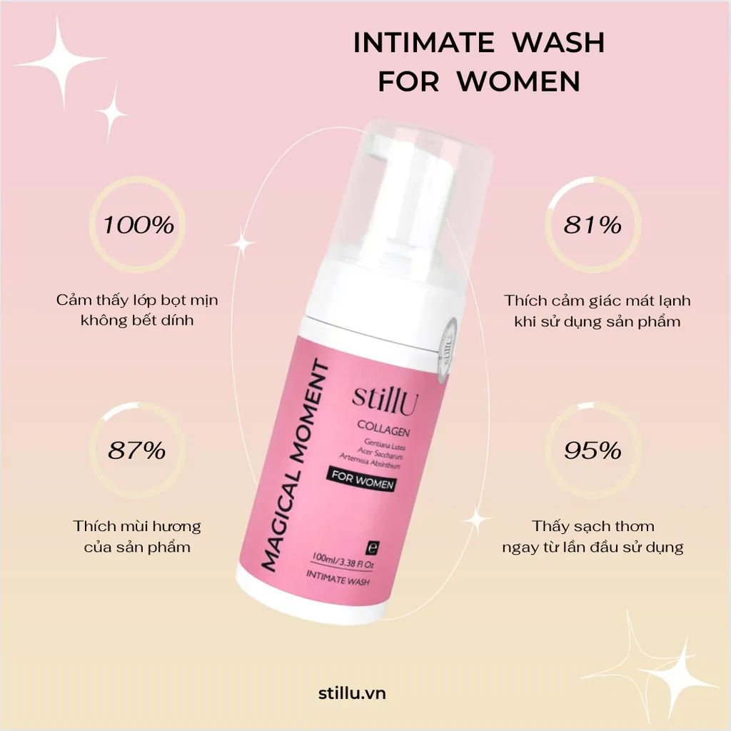 Ảnh Dung Dịch Vệ Sinh Phụ Nữ Tạo Bọt stillU Magical Moment 100ml Mùi Nước Hoa Dịu Nhẹ Khử Mùi Ngừa Viêm 3