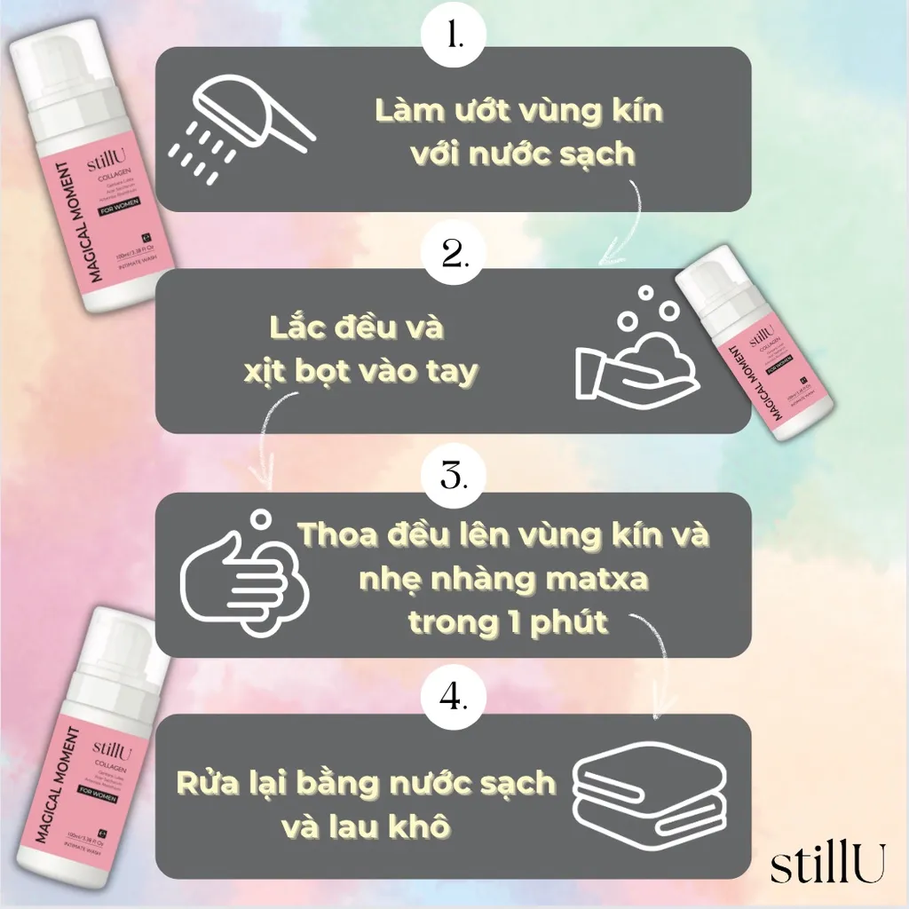 Ảnh Dung Dịch Vệ Sinh Phụ Nữ Tạo Bọt stillU Magical Moment 100ml Mùi Nước Hoa Dịu Nhẹ Khử Mùi Ngừa Viêm 4